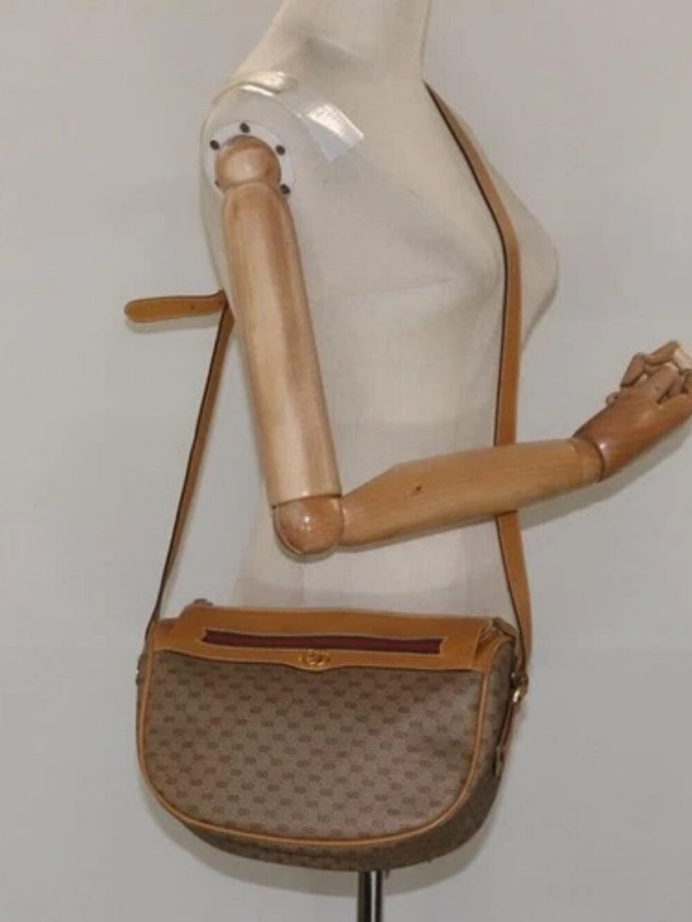 GUCCI Micro GG Supreme Web Sherry Line Bag PVC Brown 001 115 0918 Auth BA352 - Picture 14 of 16